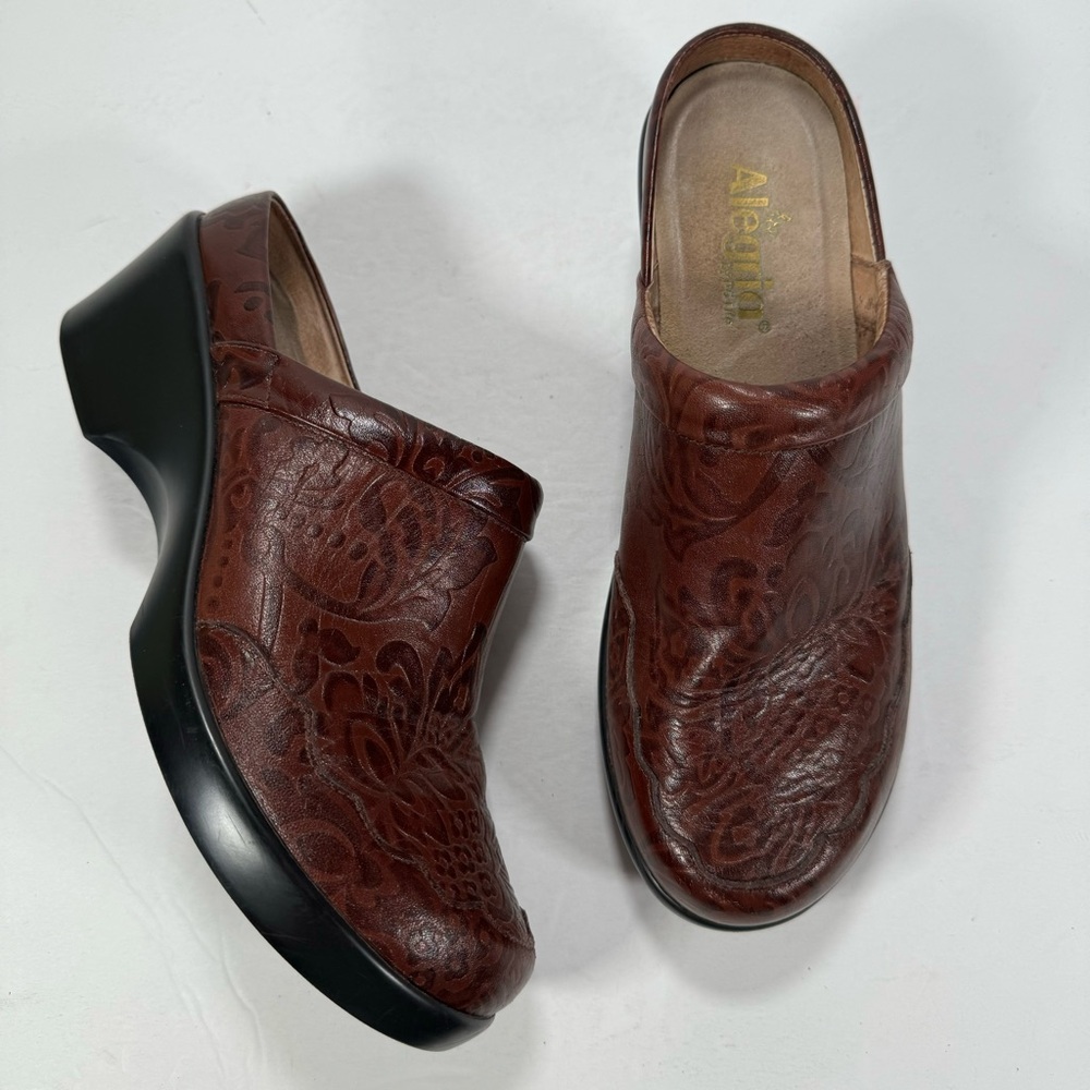 Alegria Isabelle Yeehaw Brown Leather Mules Women's Size 10